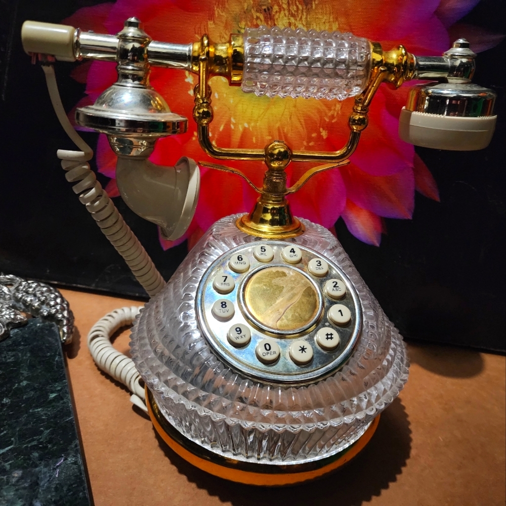 Vintage Godinger Silver Art cut glass phone